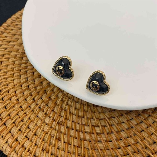 

new love earrings heart shaped brass s925 silver needle