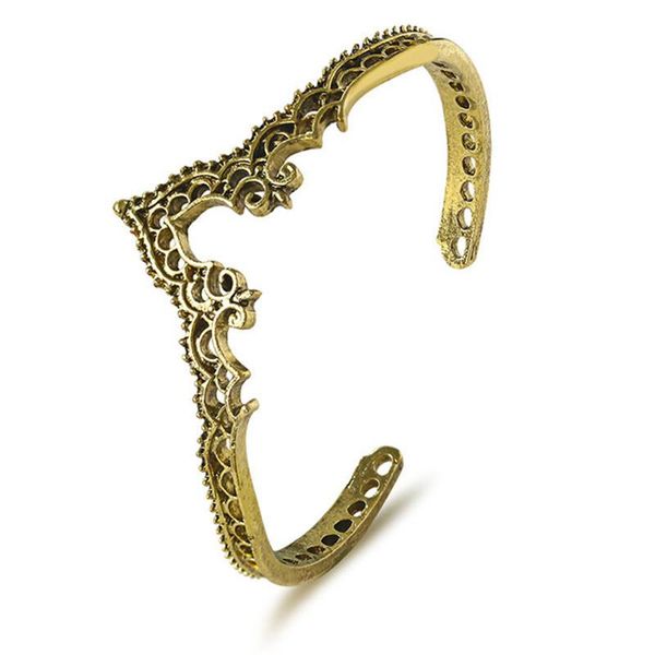 

european style exquisite carved bracelet chain for women retro exaggerated hollow pattern bangle ornaments gift, Black
