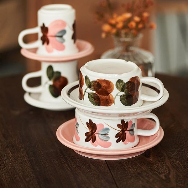 

mugs finland middle ancient cup same style retro coffee small exquisite and saucer set ceramic