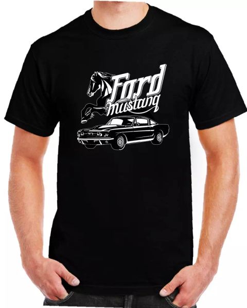 

autotee fan retro ford mustang 1967 graphic art design quality t-shirt, White;black