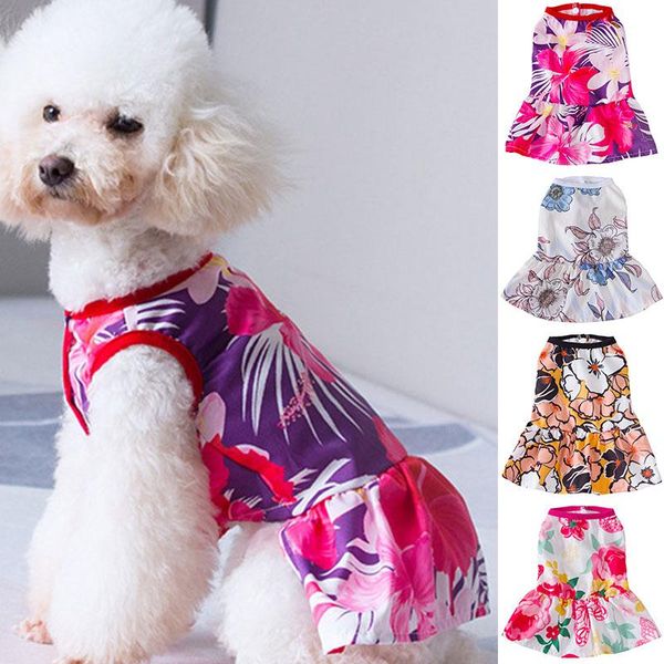 

dog apparel cute big flowers dress clothes cozy sleeveless shirt pet sundress princess party small skirt outfit