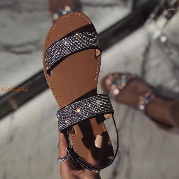 

sandals summer women bling slides flat beach shoes ladies casual outdoor buckle straps slippers woman peep toe1, Black