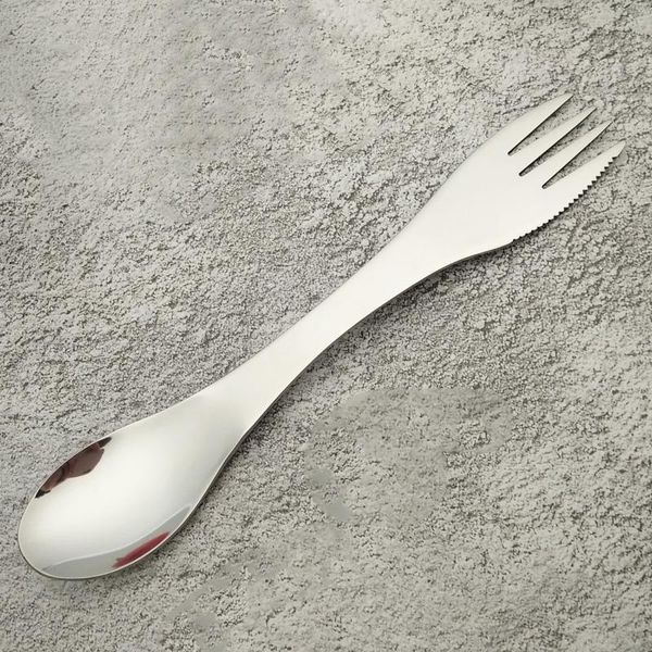 

forks 10pcs stainless steel spork travel long 3in1 spoon fork with knife