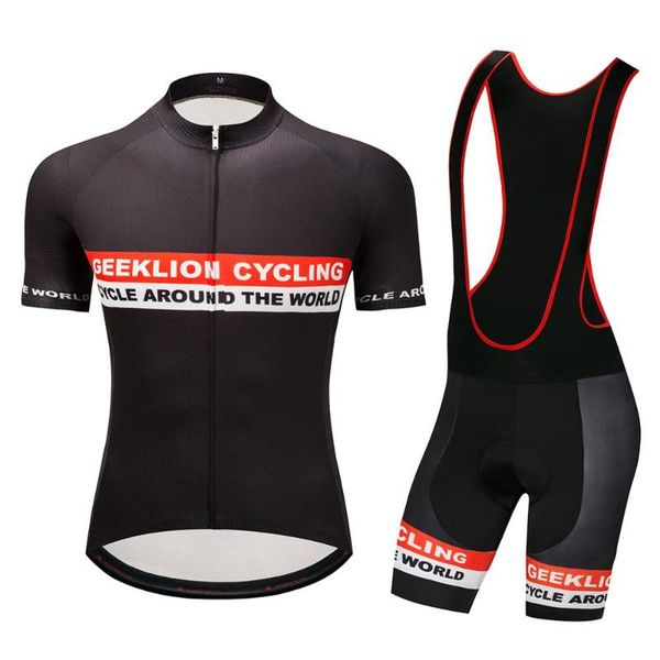 

racing sets geeklion bike cycling clothing quick dry anti-sweat men breathable jersey + bib shorts bicycle mtb ropa ciclism, Black;blue