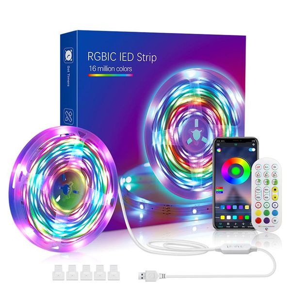 

strips led light bluetooth wifi controller flexible rgb dc5/v decoration backlight lamp night luminous string for bedroom