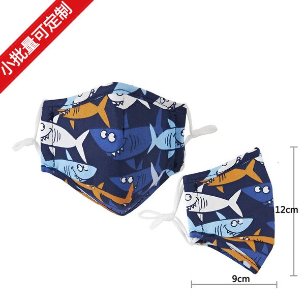 

reusable cartoon shark printed warm cotton children's mask