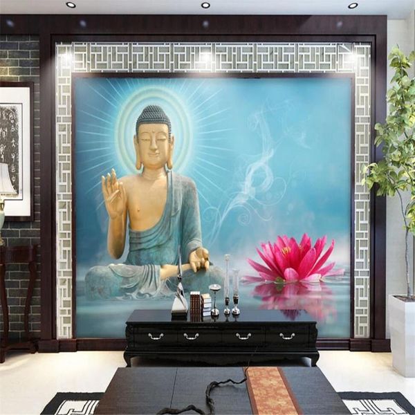 

wallpapers milofi professional custom 3d wallpaper mural buddha statue lotus background wall decoration painting