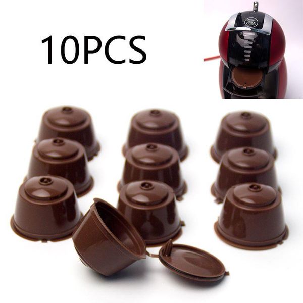 

10pcs refillable coffee capsules with reusable coffee filter plastic and spoon brush