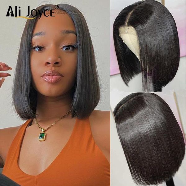 

straight bob lace front wig human hair wigs baby 4x4 closure #1b 13x4 short for women brazillian ali joyce1, Black;brown