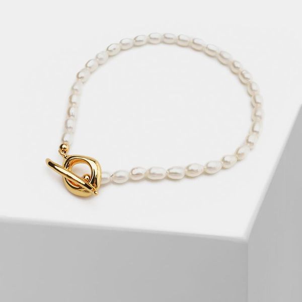 

link, chain trendy natural pearl easy locker bracelets, Black