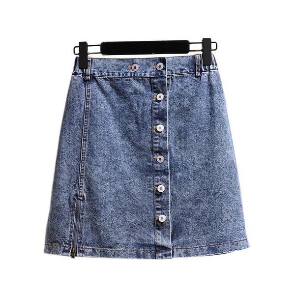 

skirts fashion plus size 5xl denim skirt women 2021 summer single-breasted package hip female jeans short g25, Black