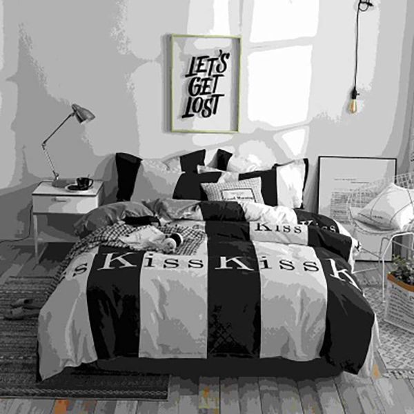 

bedding sets black white set 3/4pcs duvet cover super king size single  full twin comforter cotton