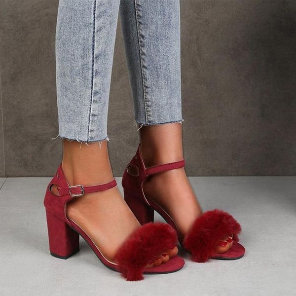 

fashion high heels sandals women summer ladies thick heel slope, Black