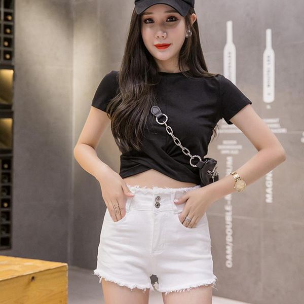 

women's jeans summer stretch shorts ladies denim women push up slim retro ripped high waist, Blue