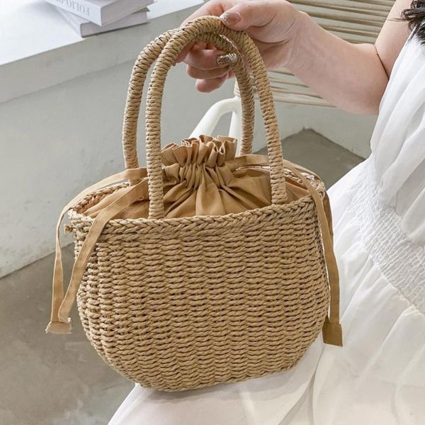 

cross body 2021 straw woven bag portable holiday seaside vegetable basket beach temperament female
