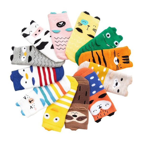 

socks spring and autumn boy child tube sock colour matching animals cute thin cotton no thred straight short, Pink;yellow