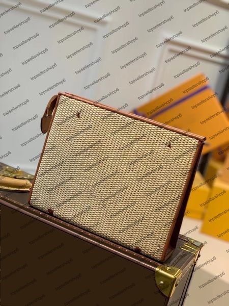 

m80351 m47542 raffia pochette pouch bag women men designer end raffia-like woven cowhide leather clutch small handbag purse