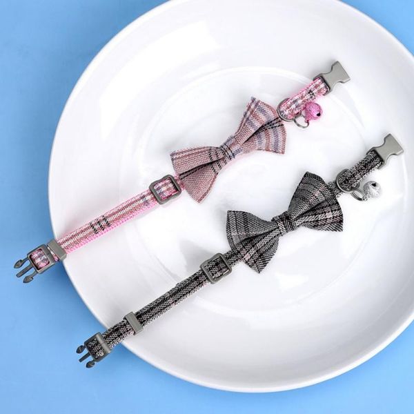 

cat collars & leads fashionable pet cotton plaid bow bell collar dogs cats adjustable size soft and comfortable supplies