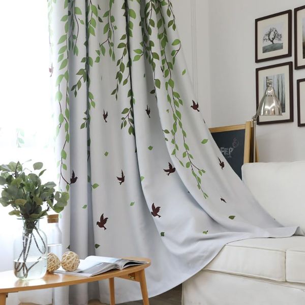 

traditional turquoise birds thermal insulated blackout curtain for living room bedroom children princess baby & drapes