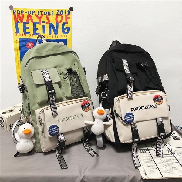 

backpack oxford waterproof women college style pure color schoolbag for teenage girls cute casual travel bookbag