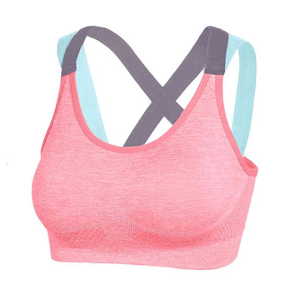 

25# sports bra wide shoulder straps high impact support tank women gym adjustable sport bras yoga shirts push up crop, Black;white