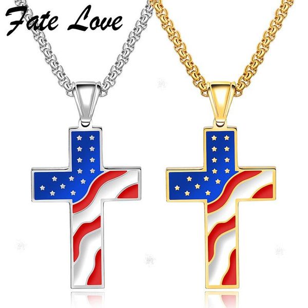 

pendant necklaces cross necklace men jewelry creative national flag stainless steel 2021 collares striking mens jewellery colar, Silver
