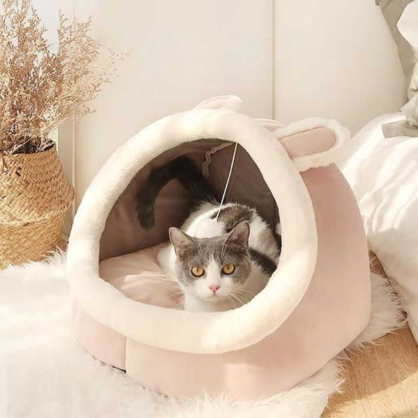 Stile Pet Dog Cat Bed Rotondo Peluche Cat Letto caldo Comodo tappetino per animali Cestino per cani di piccola taglia Tenda per cani Accogliente Letti per caverne Coperta 210713