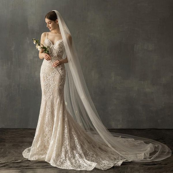 

bridal veils luxury elegant long cathedral wedding veil breathable mesh chiffon pearl flower headdress for travel studio v641, Black