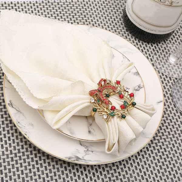 

10pcs christmas wreath napkin ring buckle holder el restaurant wedding table decoration rings