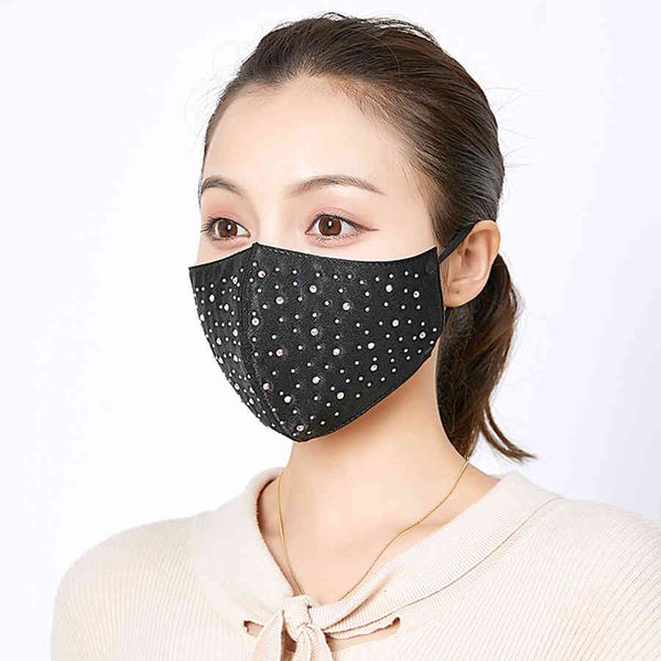 Осень и зимняя блесток маска женская мода корейская версия Trendsetter яркий бриллиант симулятор шелкового хлопка термальный EHWV726