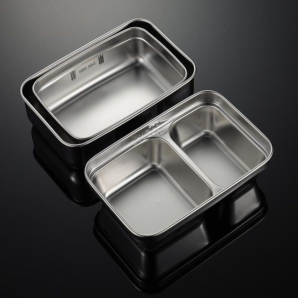 

spoons 304 stainless steel lunch box liner stretched dinner plate multi-specification two-compartment children's bento