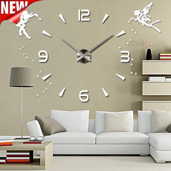 

acrylic large wall clock sticker mute 3d diy self adhesive modern design mirror angel stickers home decor clocks