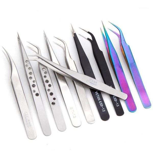 

2pcs eyelash tweezers volume lashes stainless steel vetus tweezer non-magnetic grafting eyelashes individual make up1