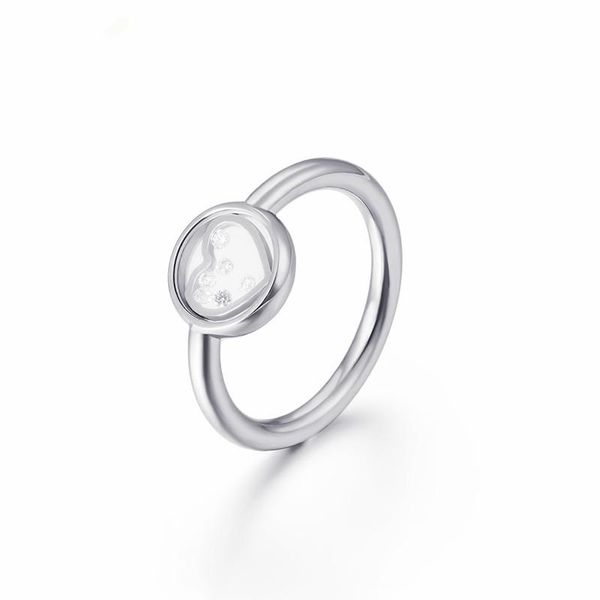 

wedding rings stainless steel tri-color heart women size 6-10 stone charm romantic for emgagement bague jewelry, Slivery;golden