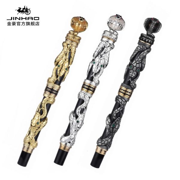 

fountain pens jinhao metal snake pen luxury calligraphy ink iraurita cobra 3d pattern gift 0.5 nib office supplies