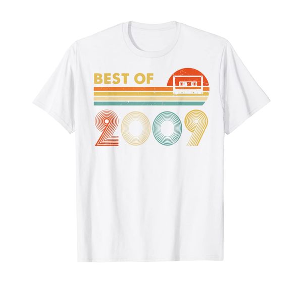 

vintage 2009 of 2009 happy 10th birthday gift 70s retro t-shirt, White;black
