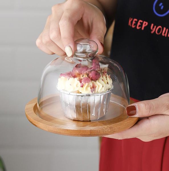 

other bakeware european-style cake tray fruit tasting transparent glass cover bread dessert display home decoration