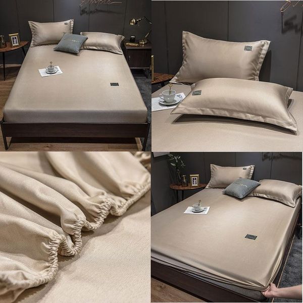 

sheets & sets elastic fitted sheet solid color home mattress cover linens bed supper king size bedspread 150/180x200cm(no case)