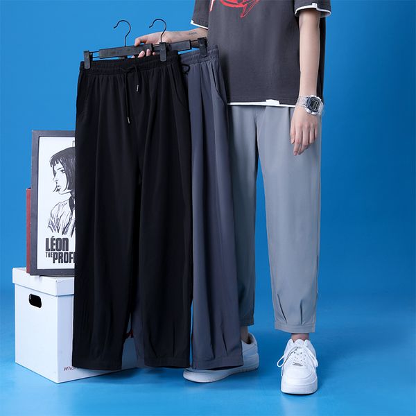 

men's pants cropped trousers boys students summer thin section, Black