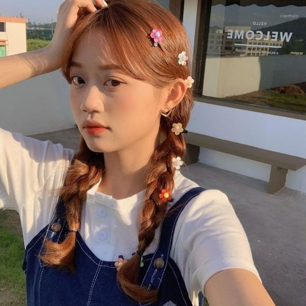 

hair accessories cute color flower hairpin mini bangs clip broken edge candy ins trendy girl, Slivery;white