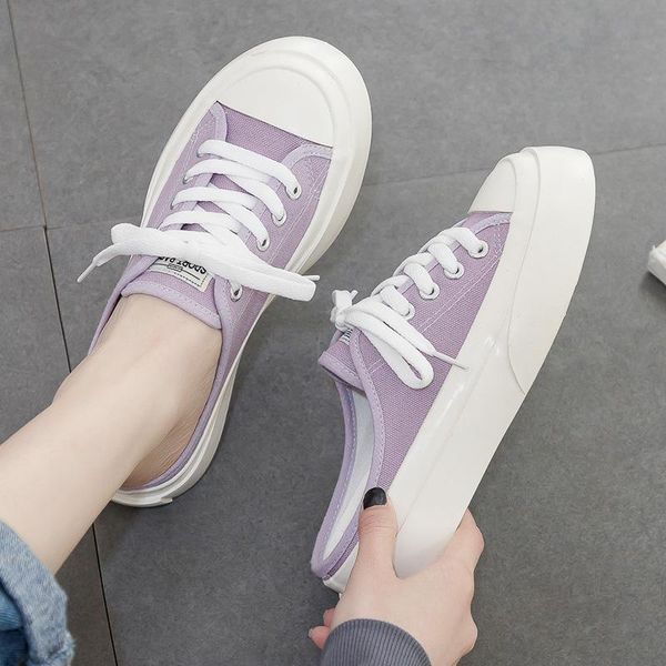 

slippers women summer shoes low slides loafers soft flat fabric canvas pu rubber basic cross-tied hoof heels summ, Black