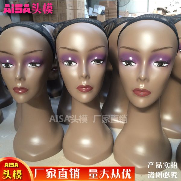 

show female art head prop model wig, Black