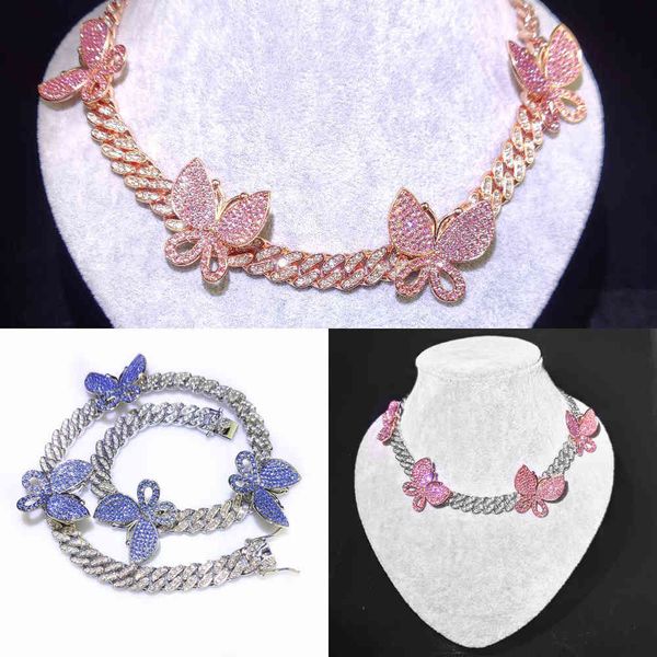 

hip hop men's 11mm pebble diamond rap necklace, cuban gourd, butterfly, cz bling, jewelry q0809, Silver