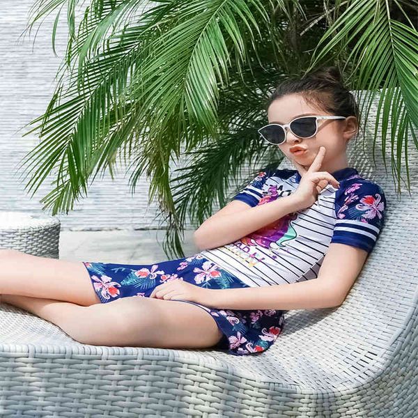

short one piece women's sleeve children's sunscreen quick drying beach swimming training better spring vacation s, White;black
