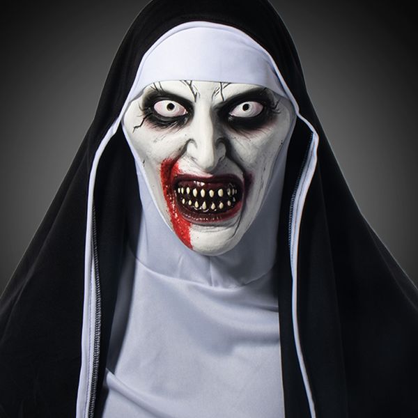 

2021 nun mask halloween ghost face thriller scary latex headgear