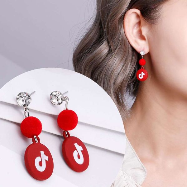 

earrings, fringed star female short, air, red