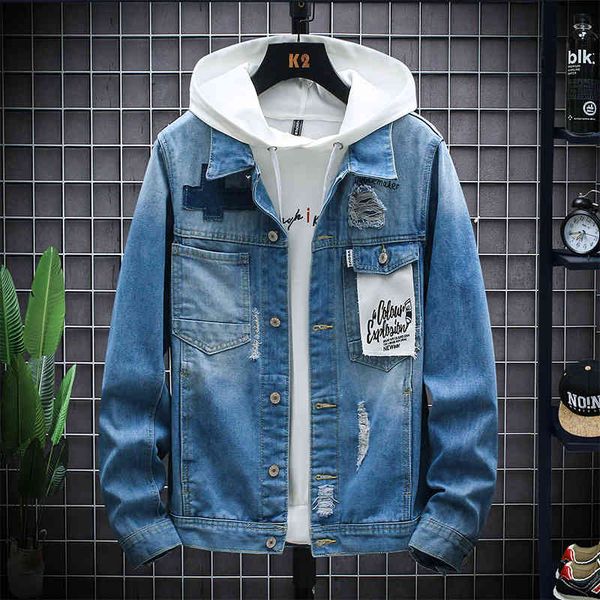 

Fashion Jacket 2021 Spring and Autumn Lapel Cloth Men's Trend, Blue