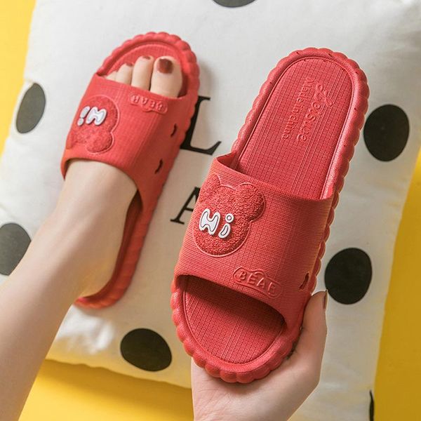 

slippers female summer couples home indoor non-slip bathroom bathing thick-soled korean cute men's household sandals and slipper, Black