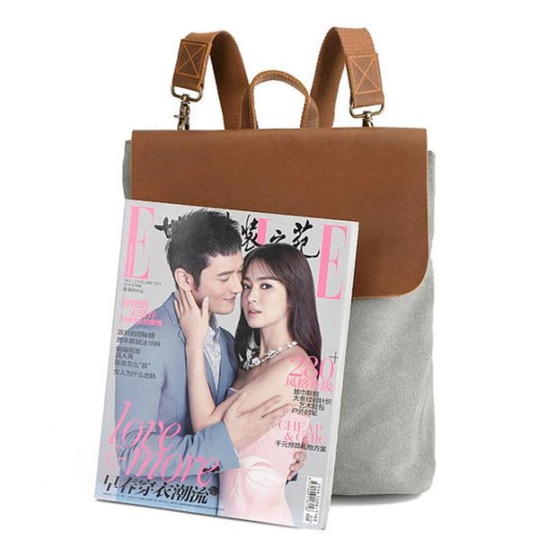 

backpack product women's fashion retro horse leather design female bag cover contrast color drawstring buckle switch