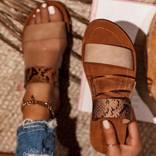 

slippers women summer snakeskin ladies sewing light pu flat shoes female casual beach woman fashion slip on comfort slipper 2021, Black